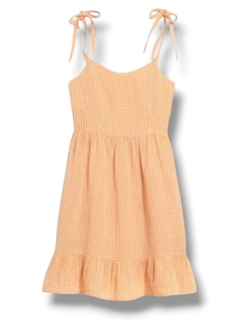 Old Navy Women’s Yellow Fit & Flare Tie-Shoulder Gingham Cami Ruffle Dress